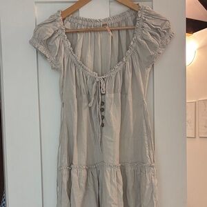 Free People Natural Ruffled Dress